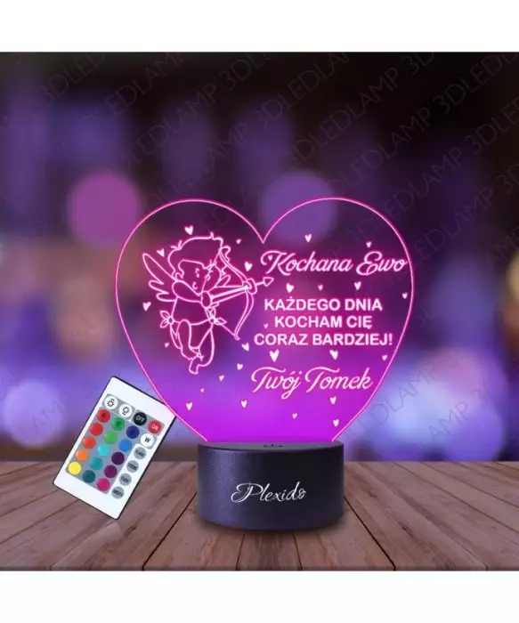 Lampka Nocna 3D LED LAMP Walentynki Serce dla Dziewczyny Chłopaka