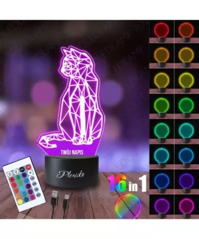 Lampka Nocna 3D LED LAMP Kotek Geometryczny