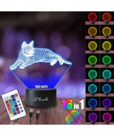 Lampka Nocna 3D LED LAMP Kot Kociak