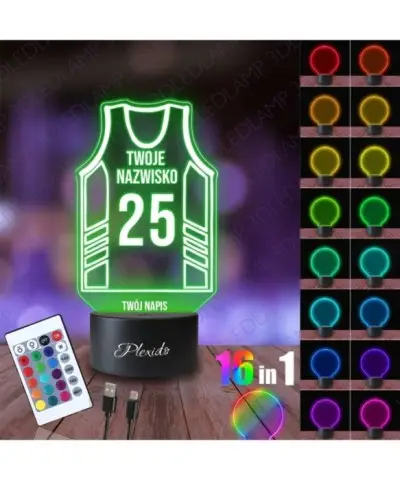 Lampka Nocna 3D LED LAMP Koszulka Koszykówka NBA