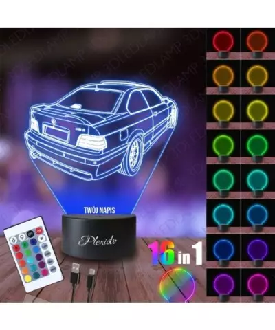 Lampka Nocna 3D LED LAMP Samochód BMW E36 M3