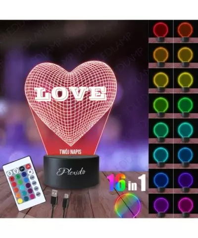 Lampka Nocna 3D LED LAMP Walentynki Dla Chłopaka Męża