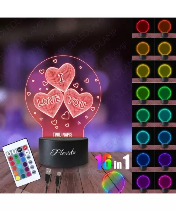 Lampka Nocna 3D LED LAMP Prezent na Walentynki Dla Dziewczyny Żony