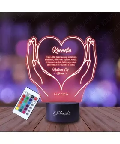 Lampka Nocna 3D LED LAMP Walentynka Serce Dla Dziewczyny Żony