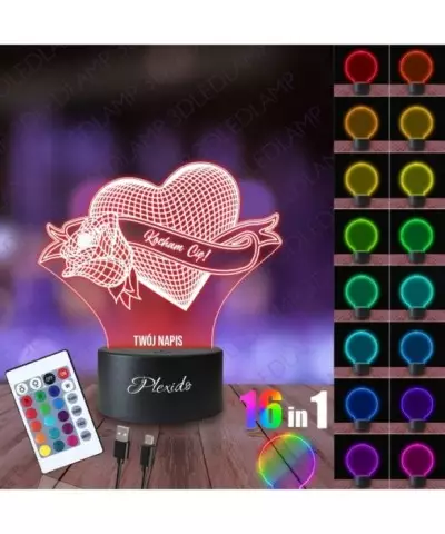 Lampka Nocna 3D LED LAMP Prezent na Walentynki Serce Róża