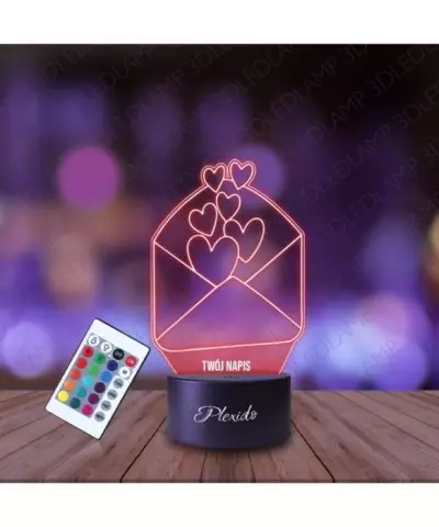 Lampka Nocna 3D LED LAMP Prezent na Walentynki List Serca
