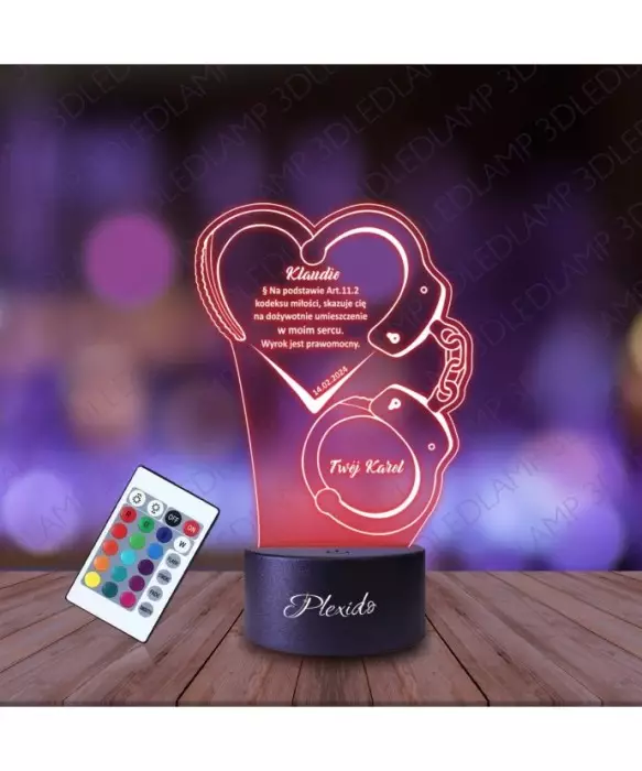 Lampka Nocna 3D LED LAMP Prezent na Walentynki