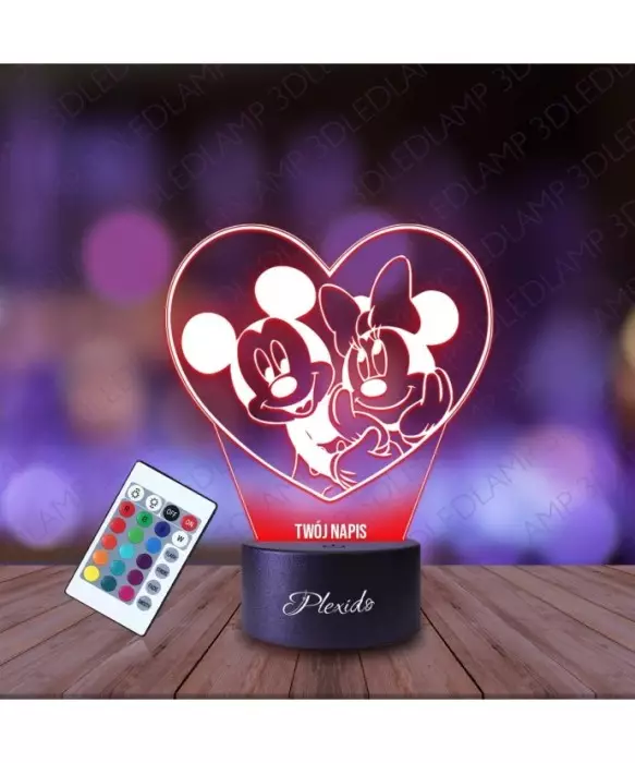 Lampka Nocna 3D LED LAMP Prezent na Walentynki Myszka Miki