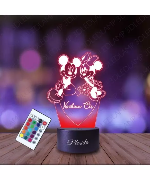 Lampka Nocna 3D LED LAMP Prezent na Walentynki Myszka Miki Kocham Cię