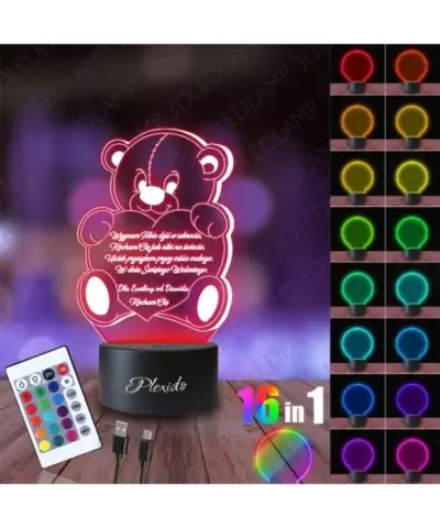 Lampka Nocna 3D LED LAMP Prezent na Walentynki Miś Serce