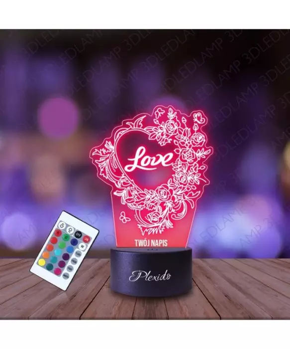 Lampka Nocna 3D LED LAMP Prezent na Walentynki Serce Love