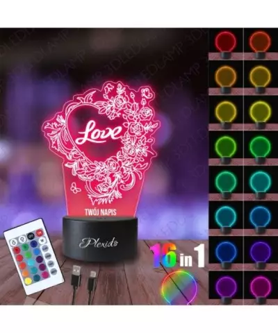 Lampka Nocna 3D LED LAMP Prezent na Walentynki Serce Love