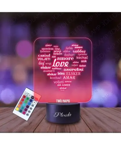 Lampka Nocna 3D LED LAMP Prezent na Walentynki Love Serce