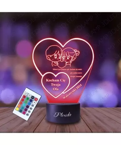 Lampka Nocna 3D LED LAMP Prezent na Walentynki Miłość Serca