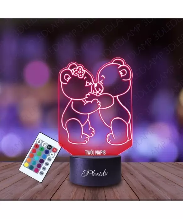 Lampka Nocna 3D LED LAMP Prezent na Walentynki Misie Całus