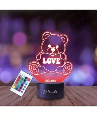 Lampka Nocna 3D LED LAMP Prezent na Walentynki Miś Love