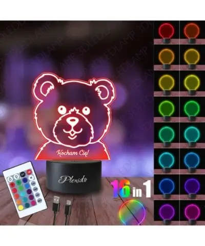 Lampka Nocna 3D LED LAMP Prezent na Walentynki Pluszak Miś