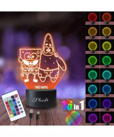 Lampka Nocna 3D LED LAMP Bajka Spongebob i Patryk