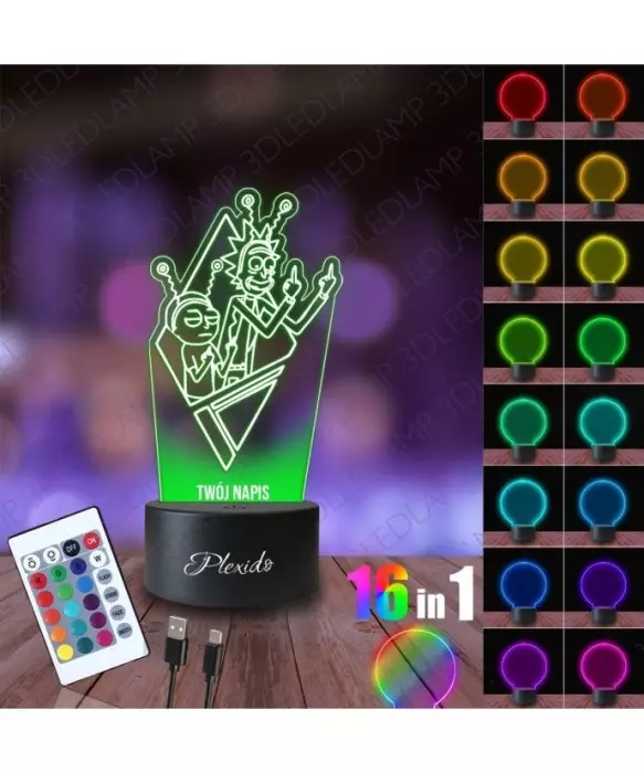 Lampka Nocna 3D LED LAMP Rick and Morty Twój Napis