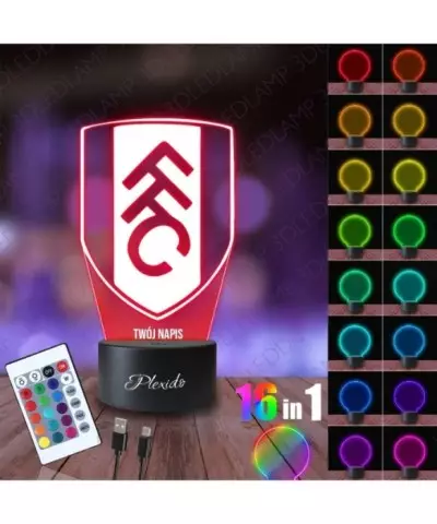 Lampka Nocna 3D LED LAMP Piłka Nożna Fana Fullham F.C Herb