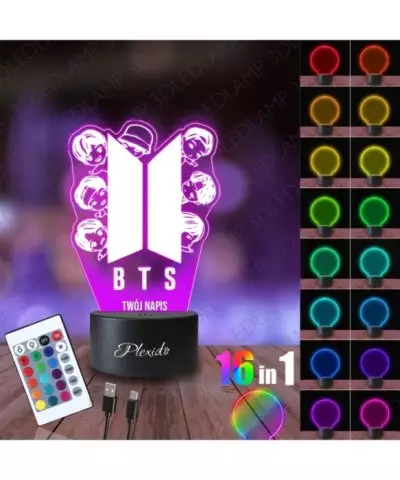 Lampka Nocna 3D LED LAMP K-Pop Zespół BTS