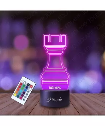 Lampka Nocna 3D LED LAMP Prezent dla Szachisty Wieża Szachownica