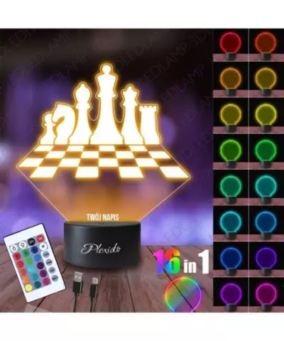 Lampka Nocna 3D LED LAMP Szachy Szachownica