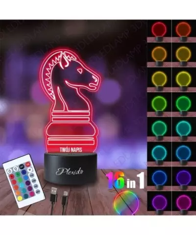 Lampka Nocna 3D LED LAMP Skoczek Szachownica