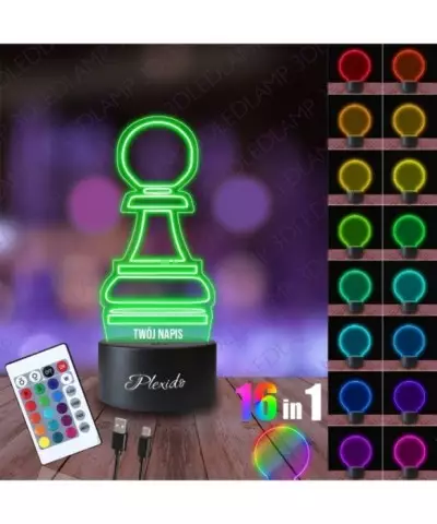 Lampka Nocna 3D LED LAMP Pionek Szachownica
