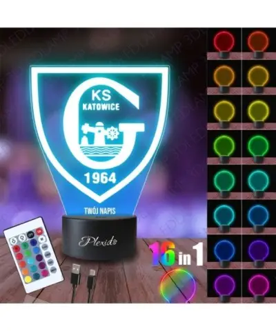 Lampka Nocna 3D LED LAMP Piłka Nożna GKS Katowice Herb