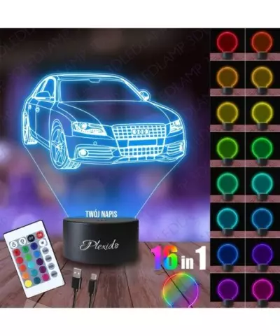 Lampka Nocna 3D LED LAMP Samochód Audi A4 B8