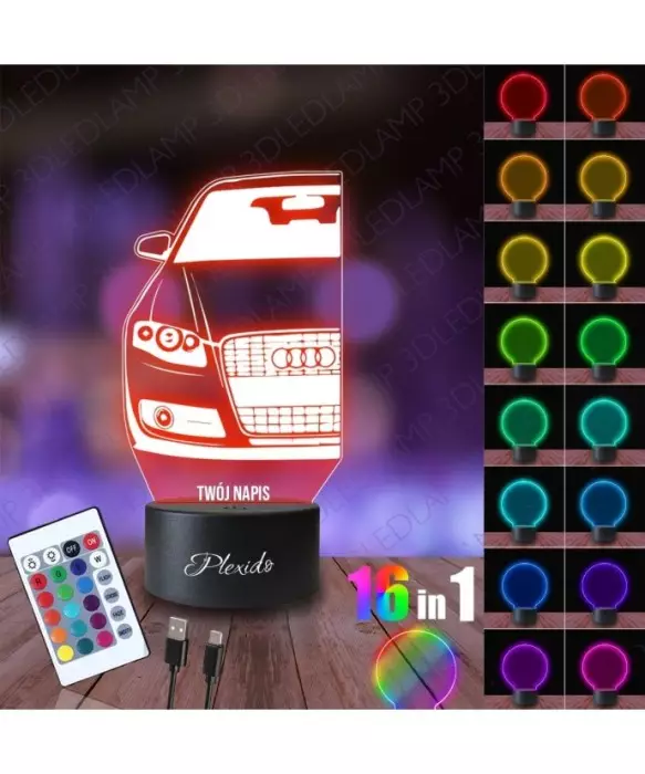 Lampka Nocna 3D LED LAMP Samochód Audi A4 B7