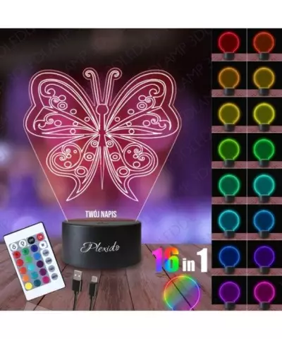 Lampka Nocna 3D LED LAMP Motyl