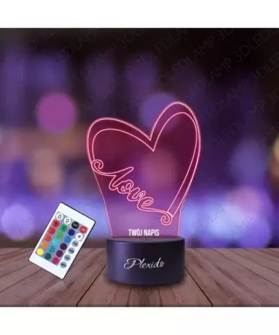 Lampka Nocna 3D LED LAMP Prezent Serce Love