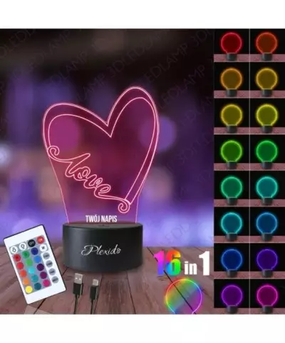 Lampka Nocna 3D LED LAMP Prezent Serce Love