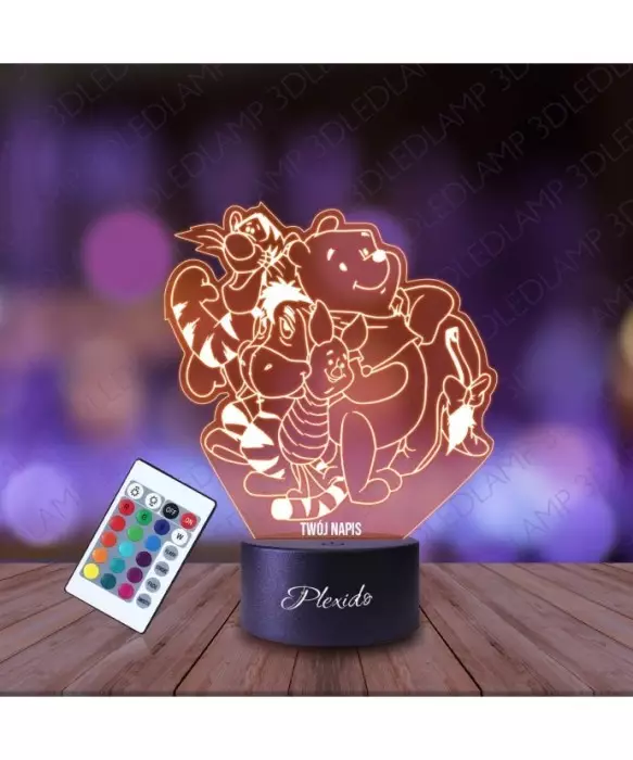 Lampka Nocna 3D LED LAMP Bajka Kubuś Puchatek i Przyjaciele