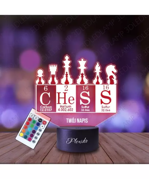 Lampka Nocna 3D LED LAMP Prezent dla Szachisty Szachy Szachownica