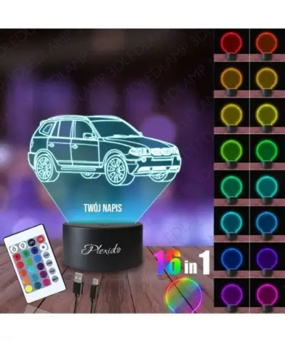 Lampka Nocna 3D LED LAMP Samochód BMW X3 4X4