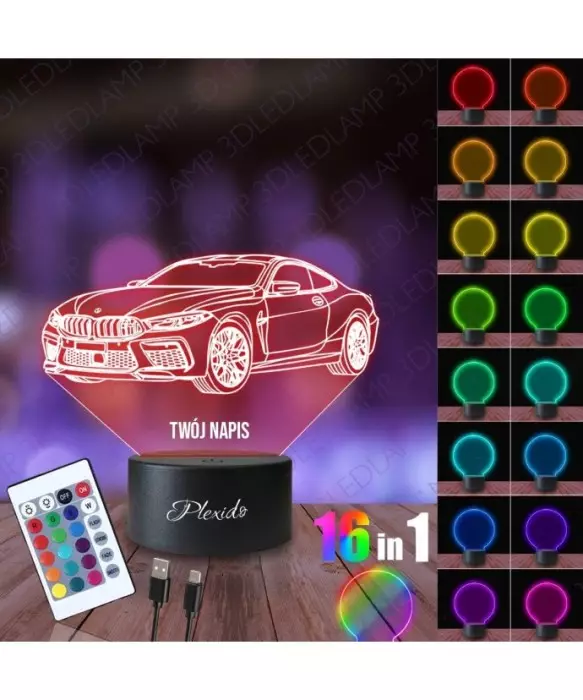 Lampka Nocna 3D LED LAMP Samochód BMW M8