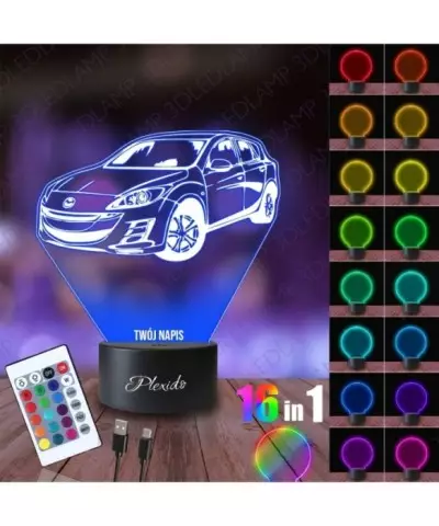 Lampka Nocna 3D LED LAMP Samochód Mazda 3