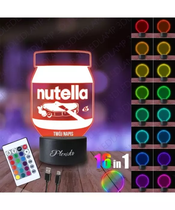 Lampka Nocna 3D LED LAMP Nutella Czekolada