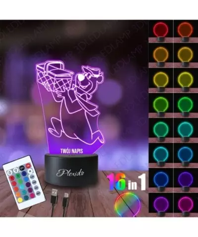 Lampka Nocna 3D LED LAMP Bajka Miś Yogi