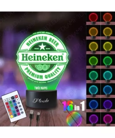 Lampka Nocna 3D LED LAMP Bar Heineken Logo