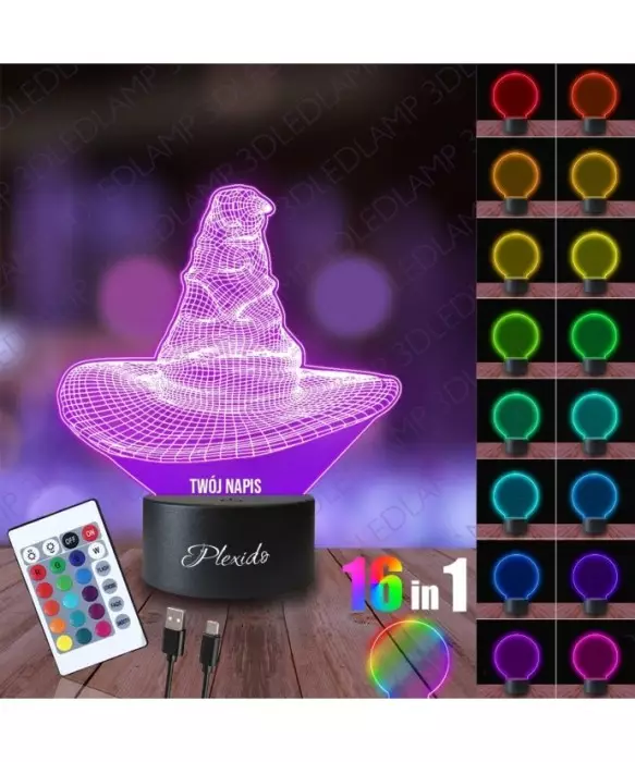 Lampka Nocna 3D LED LAMP Harry Potter Tiara Przydziału Czapka