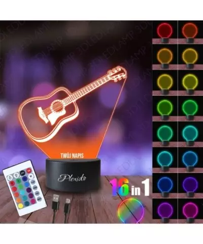 Lampka Nocna 3D LED LAMP Gitara Muzyka