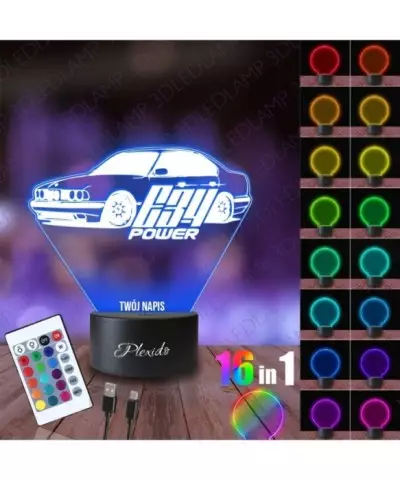 Lampka Nocna 3D LED LAMP Samochód BMW E34 Power