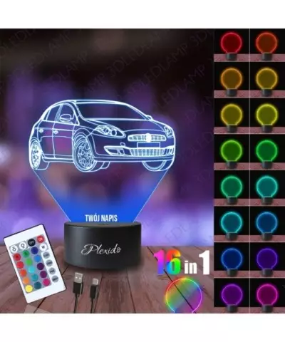 Lampka Nocna 3D LED LAMP Samochód Fiat Bravo
