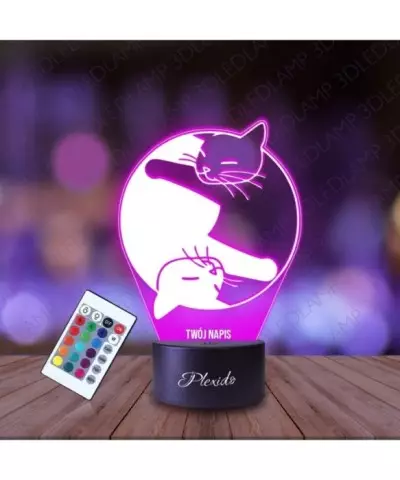 Lampka Nocna 3D LED LAMP Koty Kotki yin i yang