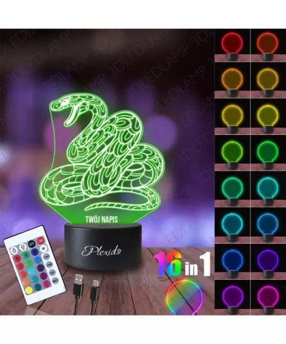 Lampka Nocna 3D LED LAMP Wąż Żmija Boa Dusiciel