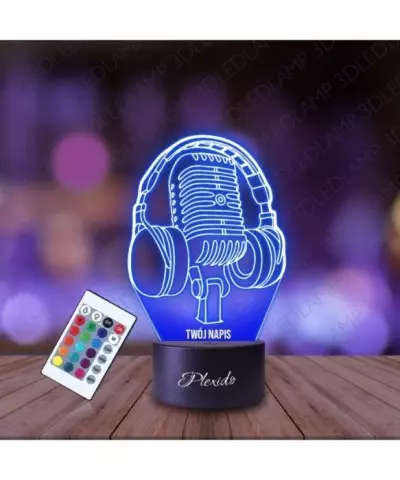 Lampka Nocna 3D LED LAMP Muzyka Słuchawki z Mikrofonem Wokalista
